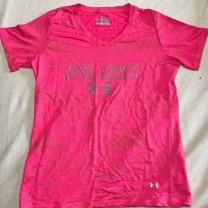 Under Armour youth t-shirt. Pink with Iowa State on the front.